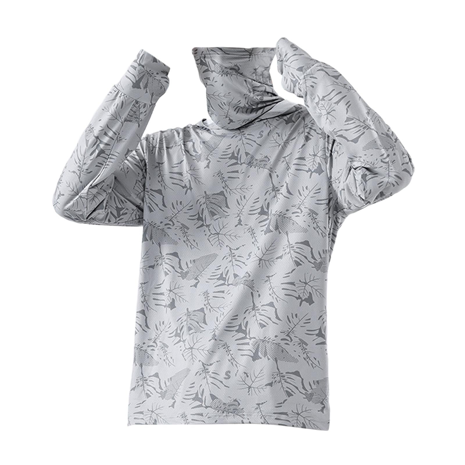 Ioensy - Sudadera Con Capucha Y Protección Solar Para Hombre, Fina Protección Contra Sarpullidos Para Pescar Al Aire Libre, Verano, L, Gris Claro