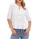 thumbnail image 2 of INSPIRE CHIC Blusa Bohemia para Mujer con Cuello de Lazo, Manga a Media Altura, Bordado de Ojales y Dobladillo con Volantes Peplum Blanco L, 2 of 6