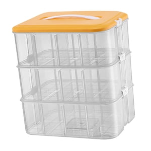 Magideal - Caja Contenedora De Juegos De Almacenamiento De Bloques De Construcción Portátil, Soporte Para Pendientes De Joyería, Caja Organizadora De Juguetes De Tres Pisos