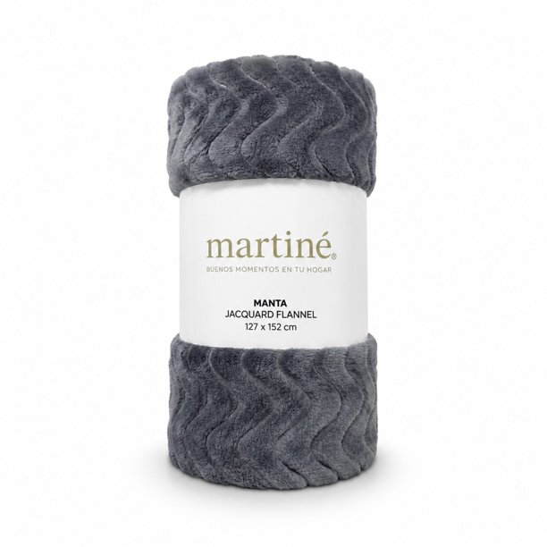 Manta Martiné Flannel Jacquard Ondas 127x152 cm Gris oscuro
