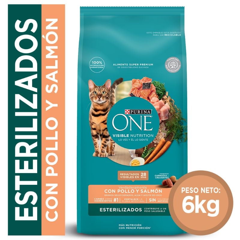 Purina One - Alimento Seco Gato Esterilizado Sabor Pollo Y Salmon