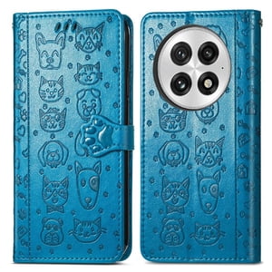 Funda Cartera Foxdock Para Oneplus 13 , Flip Pu Con Relieve De Gatos Y Perros, Tarjetero Y Soporte