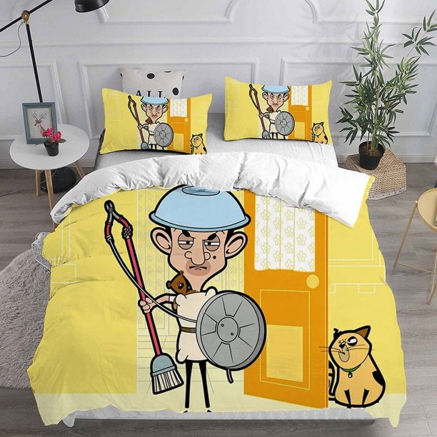 Mr. Bean Animated Series Bedding Sets Comforter Quilt Bed Cover Duvet Cover Pillow Case 2-3 Pieces Sets Bedroom Decor