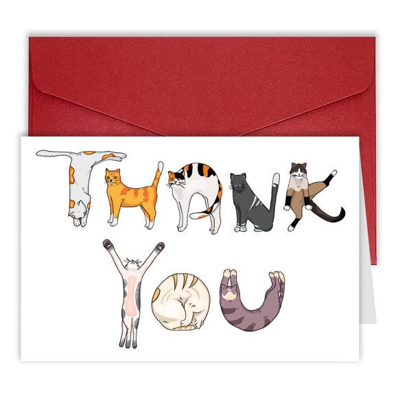 Tarjeta de agradecimiento Bhiosng 20,5 × 13,5 cm diseño de gato