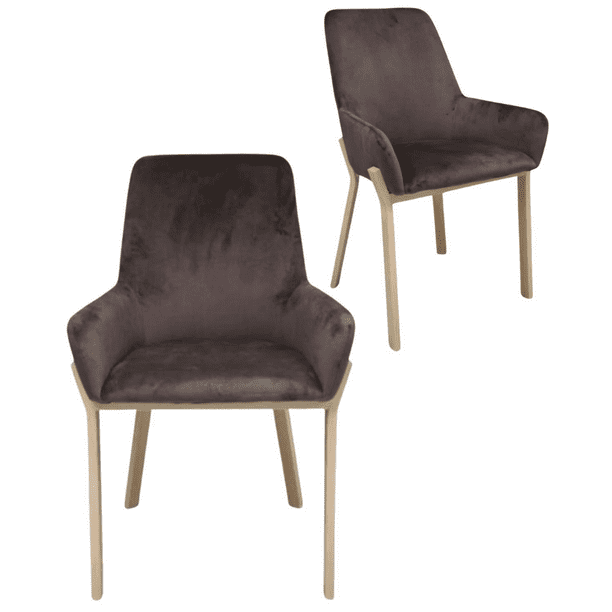 Pack 2 Sillas De Comedor Brito Con Apoyabrazos - Cafe