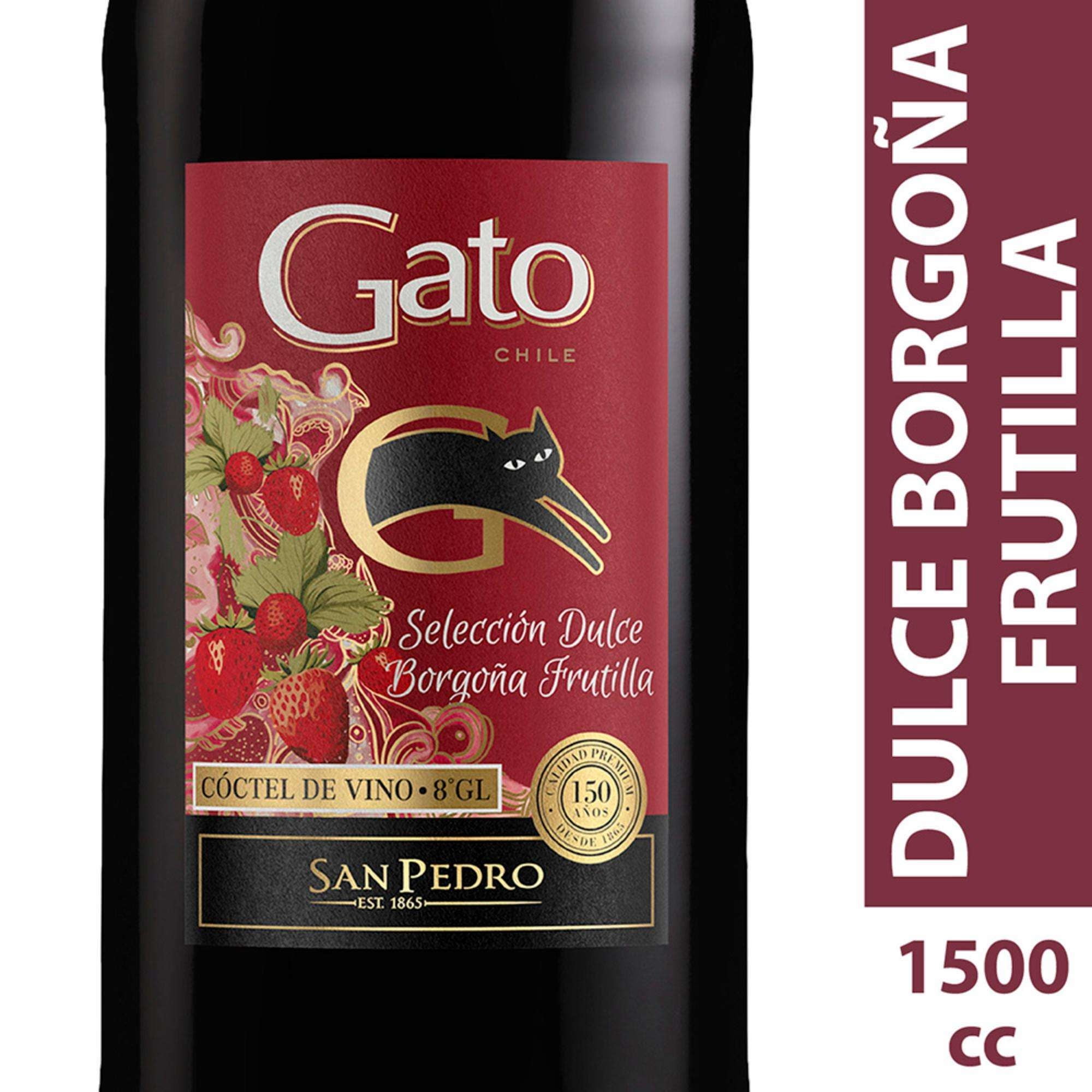 Vino Tinto Selección Dulce Borgoña Frutilla 8º Botella 1,5 L Gato