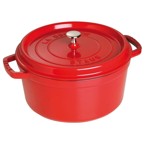 Cocotte redonda de hierro fundido STAUB de Dutch Oven, 7 litros, color rojo cereza