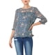 thumbnail image 5 of INSPIRE CHIC Camisas de Mujer de Manga 3/4 Blusas de Chifón Floral Gris Azul-Blanco Floral S, 5 of 7