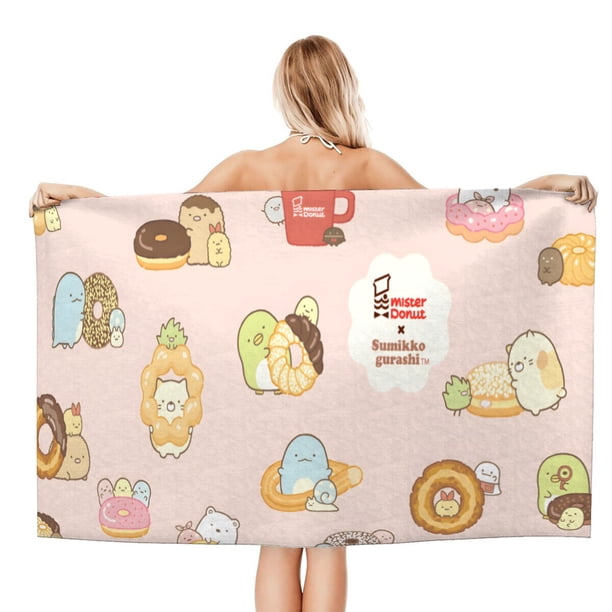 Sumikko Gurashi Toalla de playa de secado rápido con diseño temático, regalo para mujeres y niñas, ideal para cumpleaños, fans, amantes de la música, uso en la playa o al aire libre, 78 × 180 cm