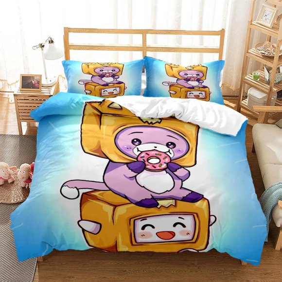 Cartoon Lanky-box Foxy Boxy Bedding Set,Duvet Cover Bed Set Quilt Cover Pillowcase, Boys Girls Adults Bed Sheets