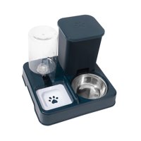 Magideal - Máquina De Alimentación Automática Para Mascotas, Juego De Alimentación Y Consumo De Alimentación De 2 En 1, Base Estable, Dispositivo De Alimentación Azul Oscuro