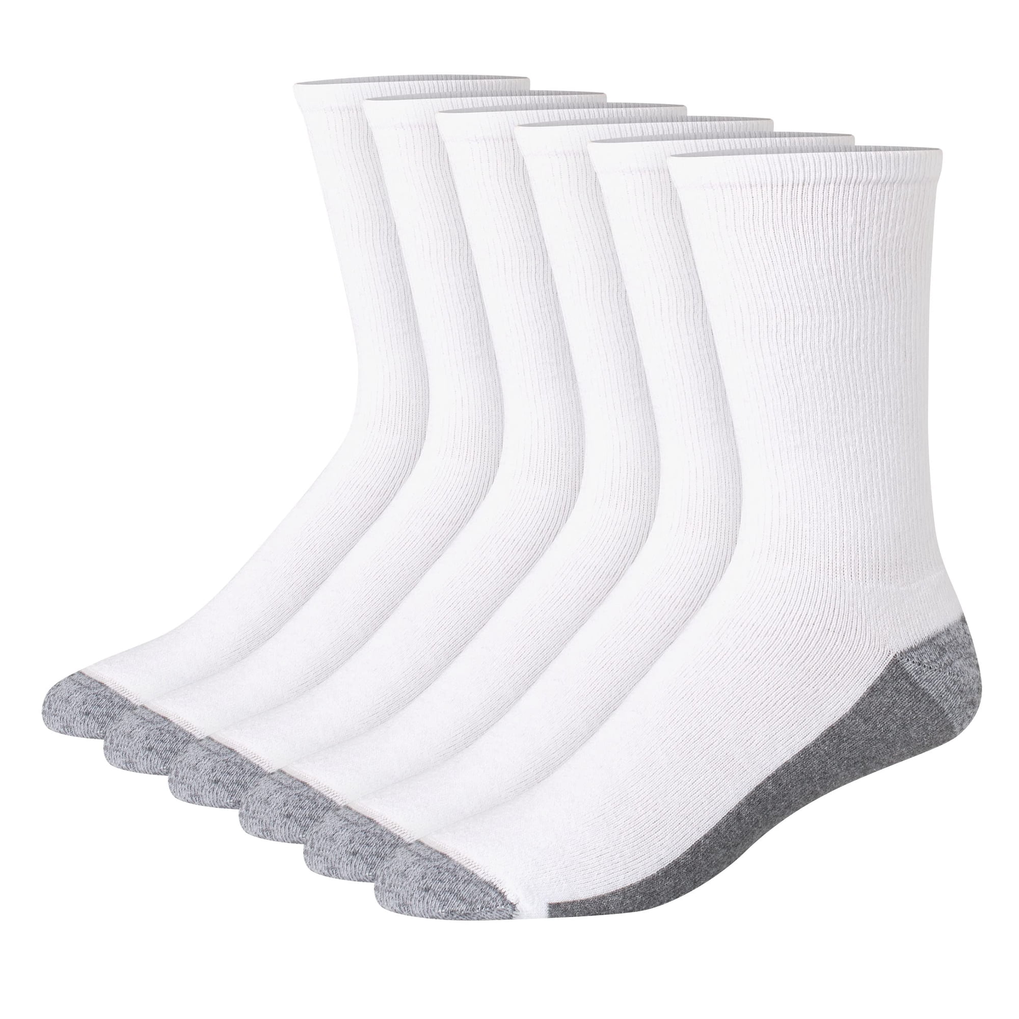 Calcetines Max Cushion Crew De Hanes Para Hombre, Paquete De 6 Pares, Blanco/gris