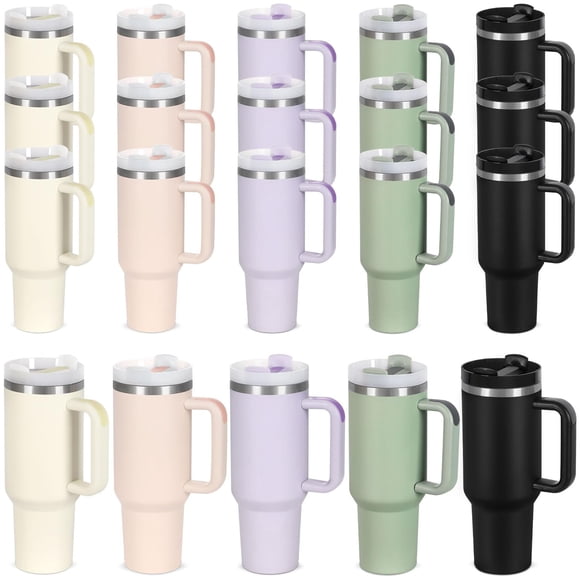 Paquete de 15 Vasos Térmicos Muwnrol de Acero Inoxidable de 40 oz