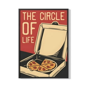 Creango - Cuadro Poster Enmarcado Pizza El Circulo De La Vida Decorativo