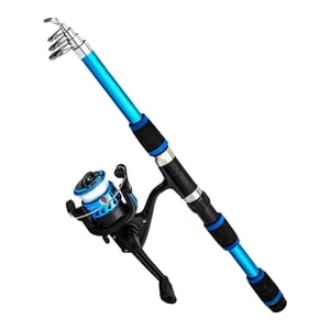 Ioensy - Combo De Caña Y Carrete De Pesca Para Niños, Caña De Pescar Para Niños Para Principiantes En Viajes Al Aire Libre, Azul