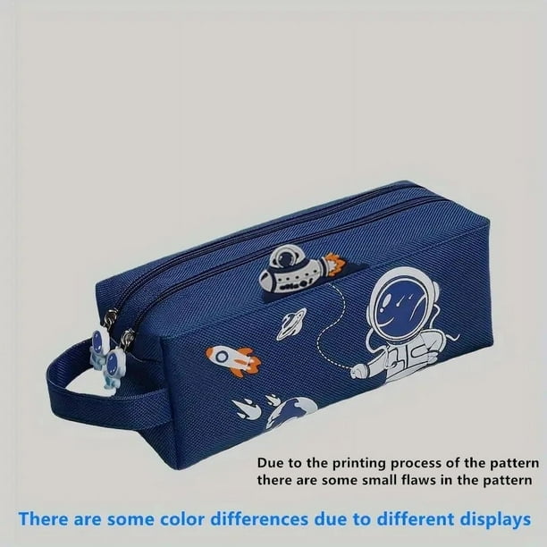Get Ready for Blast Off with Our Space Astronaut Portable Pencil Case - Double-Layered, Large Capacity, and Adorably Cute Cartoon Animal Design - Perfect for School Supplies Storage and Gift Giving!