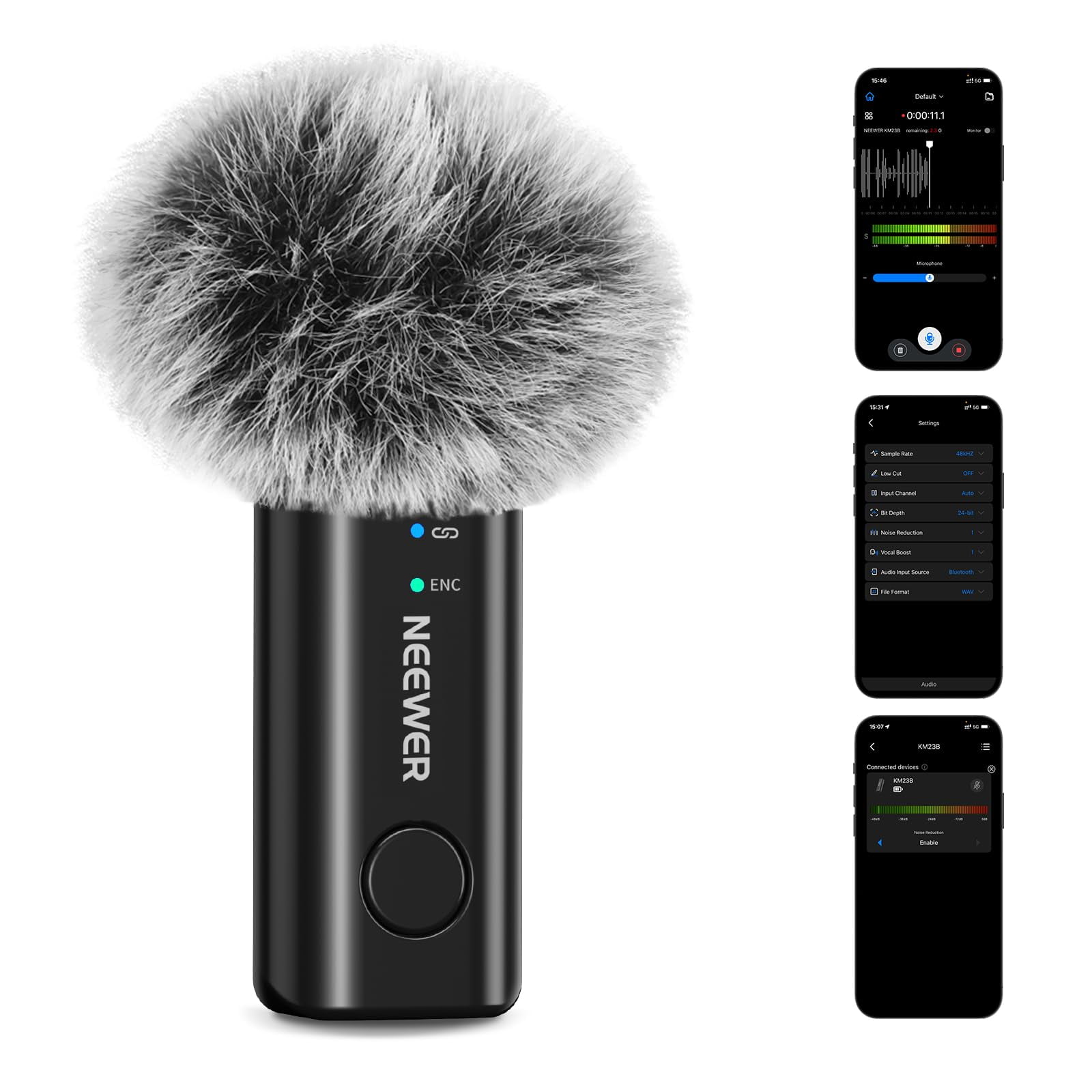 Micrófono Lavalier Inalámbrico Neewer Km23b Bluetooth App Control