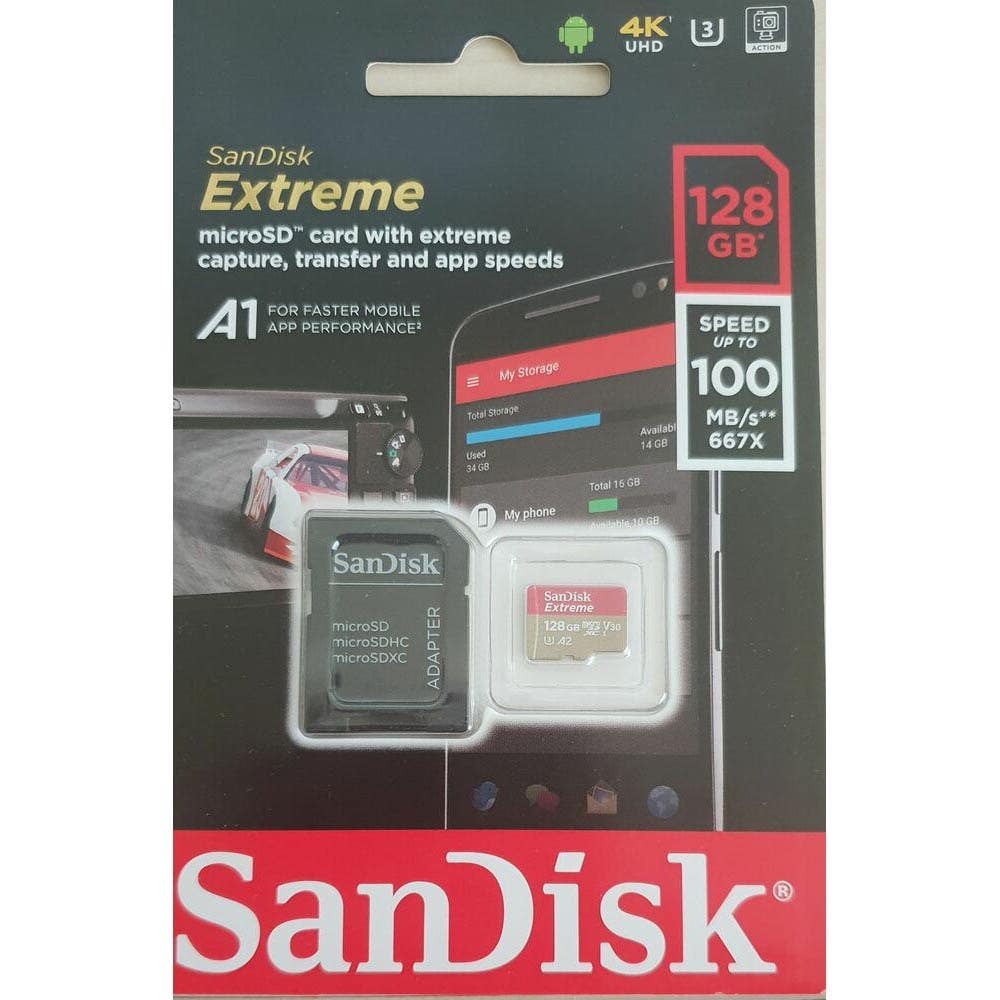 Sandisk - Tarjeta De Memoria Micro-sd 128gb Extreme Uhs-i U3 A2 (mobile) /adaptador Sd