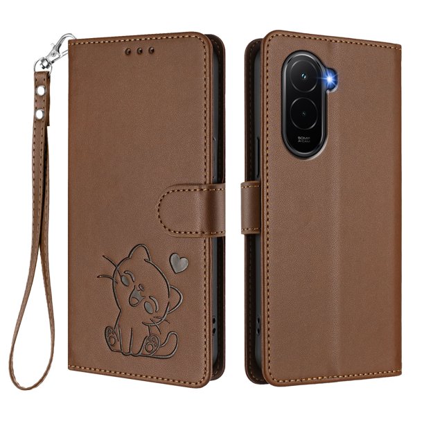 Xiaomi POCO M7 4G Funda Billetera con Ranuras para Tarjetas, Marrón