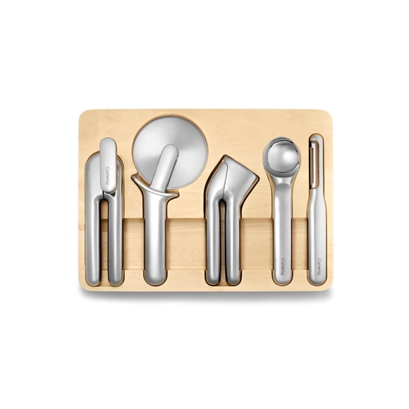 Juego de utensilios de cocina Caraway de acero inoxidable de 5 piezas con organizador