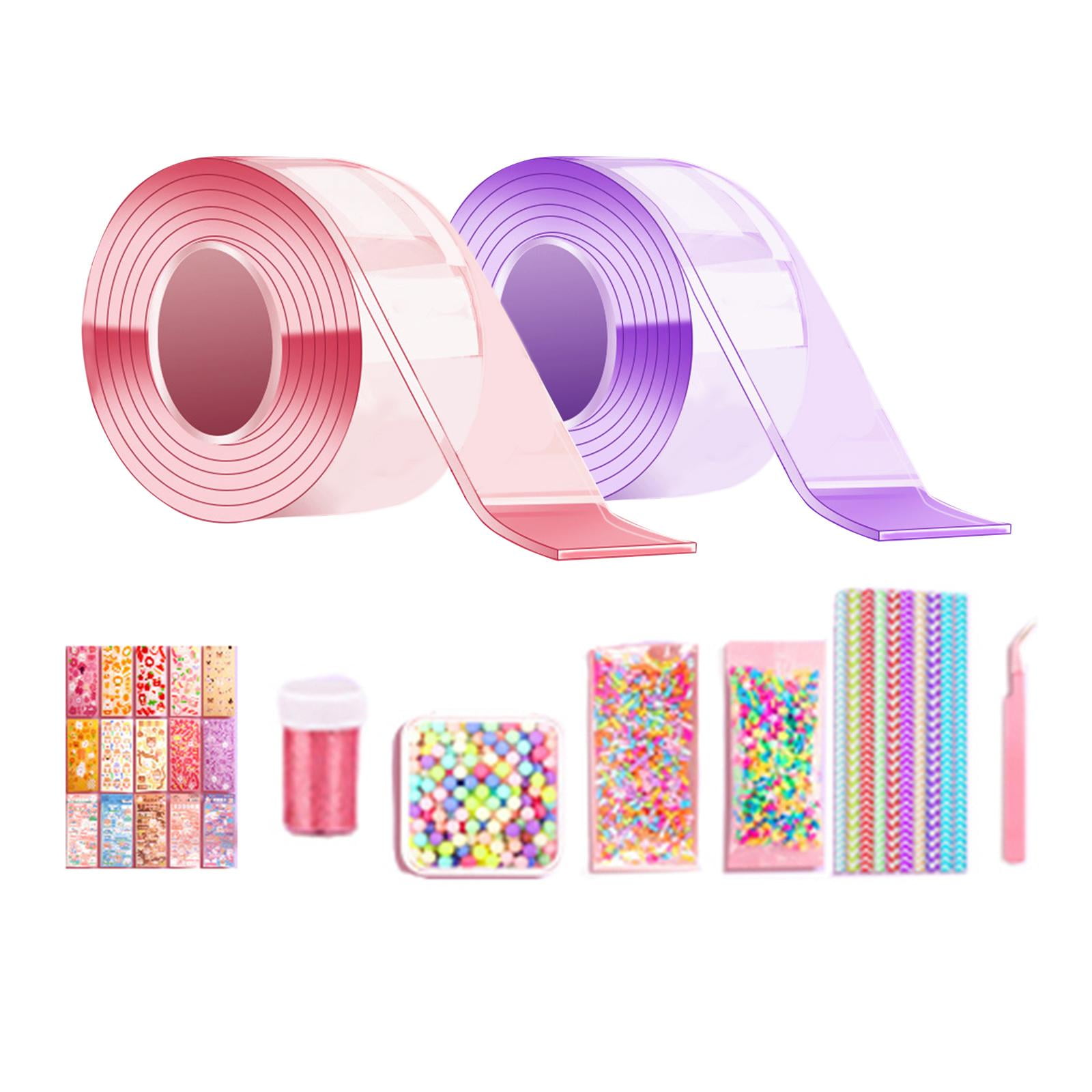 Bothyi - Blow Bubbles Cinta De Doble Cara Cintas Impermeables Tiras Cinta Transparente 5cm 2pcs Violeta Y Rosa