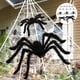 thumbnail image 1 of Decoraciones de Halloween para exteriores, telaraña de Halloween de 200", araña gigante de 59", araña falsa con telaraña enorme para exteriores, decoraciones de Halloween para patio, césped, casa, fie, 1 of 7