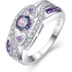 thumbnail image 1 of Gogeous Silver Plated 5x5mm Creado Azul and Rosa Topaz Cubic Zirconia Filled Hearte Twisted Ring Band para mujeres Ladies Girls, 7, Metal, Cubic Zirconia, 1 of 5
