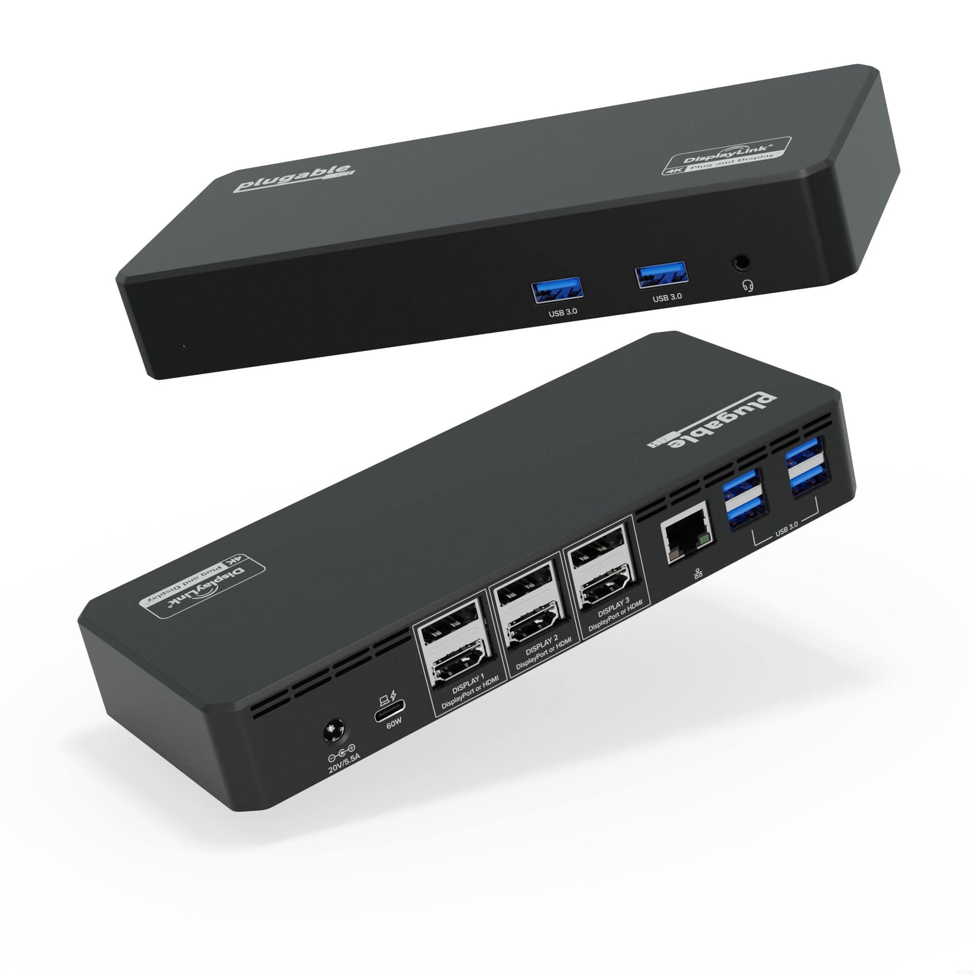 Plugable - Estación De Acoplamiento Usb C Triple Monitor 4k 12 En 1 Enchufable
