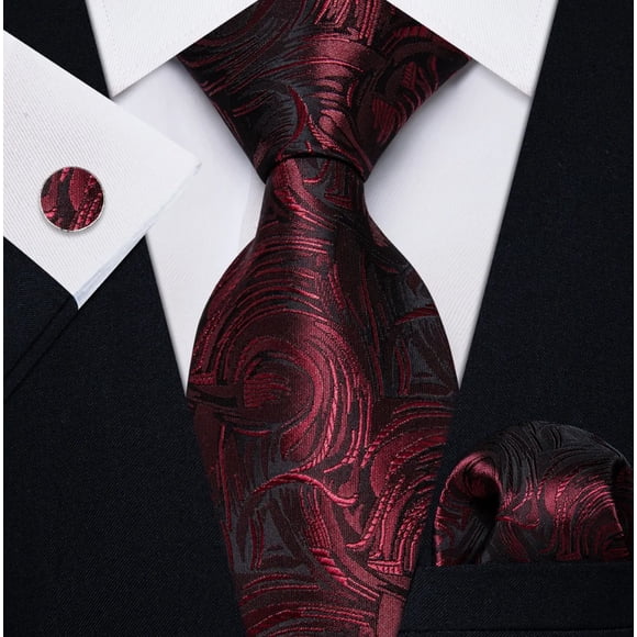 Set Corbata, Pañuelo Y Colleras Rojo