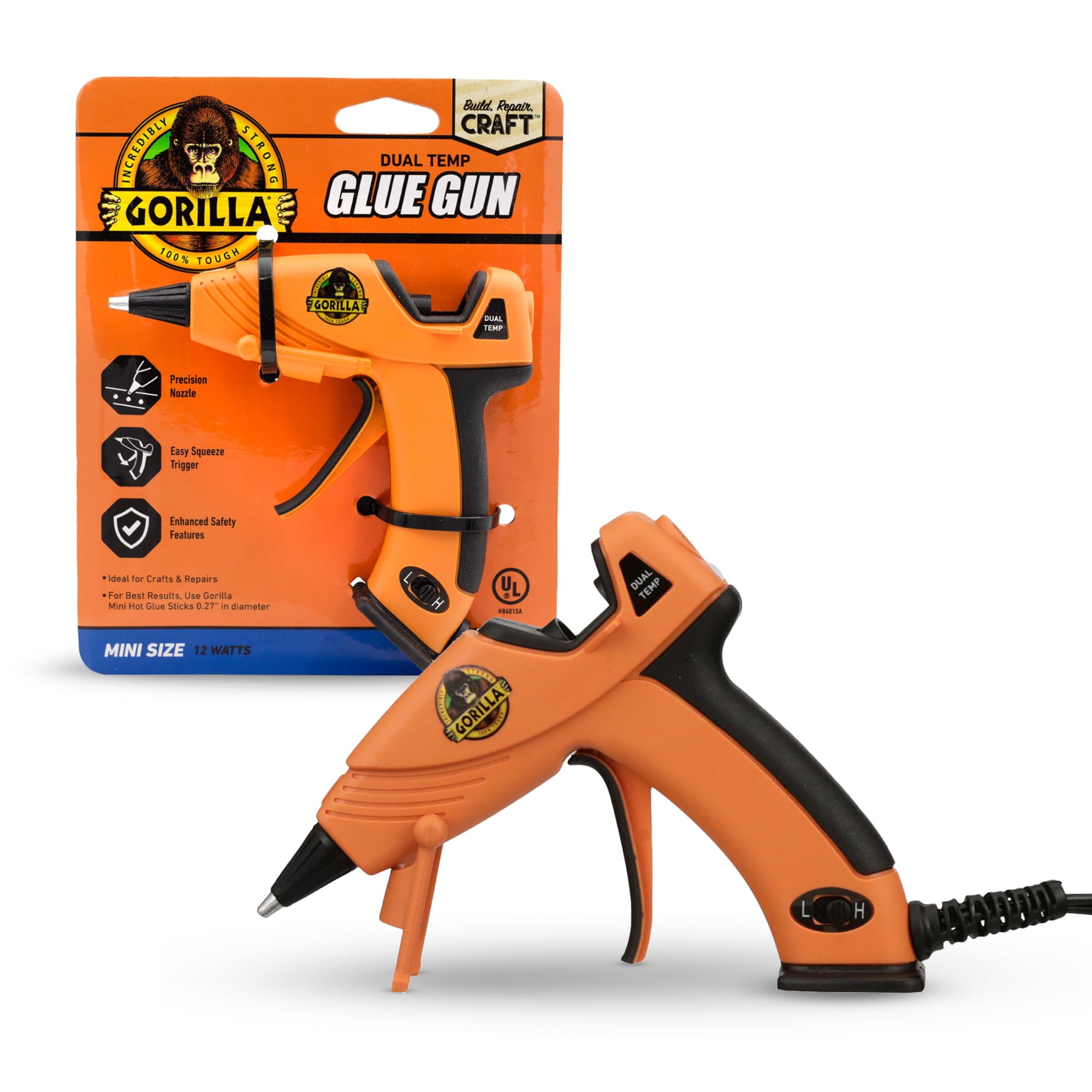 Pistola De Pegamento Caliente Gorilla Dual Temp, Tamaño Pequeño Con Boquilla De Precisión