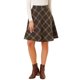 thumbnail image 1 of Falda corta de línea A con cintura elástica de tartán vintage a cuadros para mujer con diseño clásico para usar en otoño e invierno Marrón Sello XL, 1 of 7