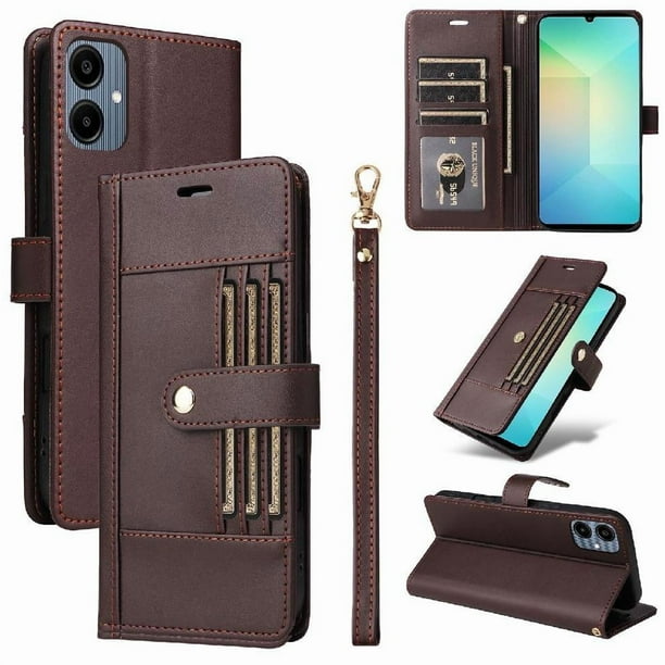 FOXDOCK Funda tipo Cartera para Samsung Galaxy A06 – Cubierta de Cuero PU con Múltiples Ranuras, Bolsillo para Efectivo y Correa de Muñeca