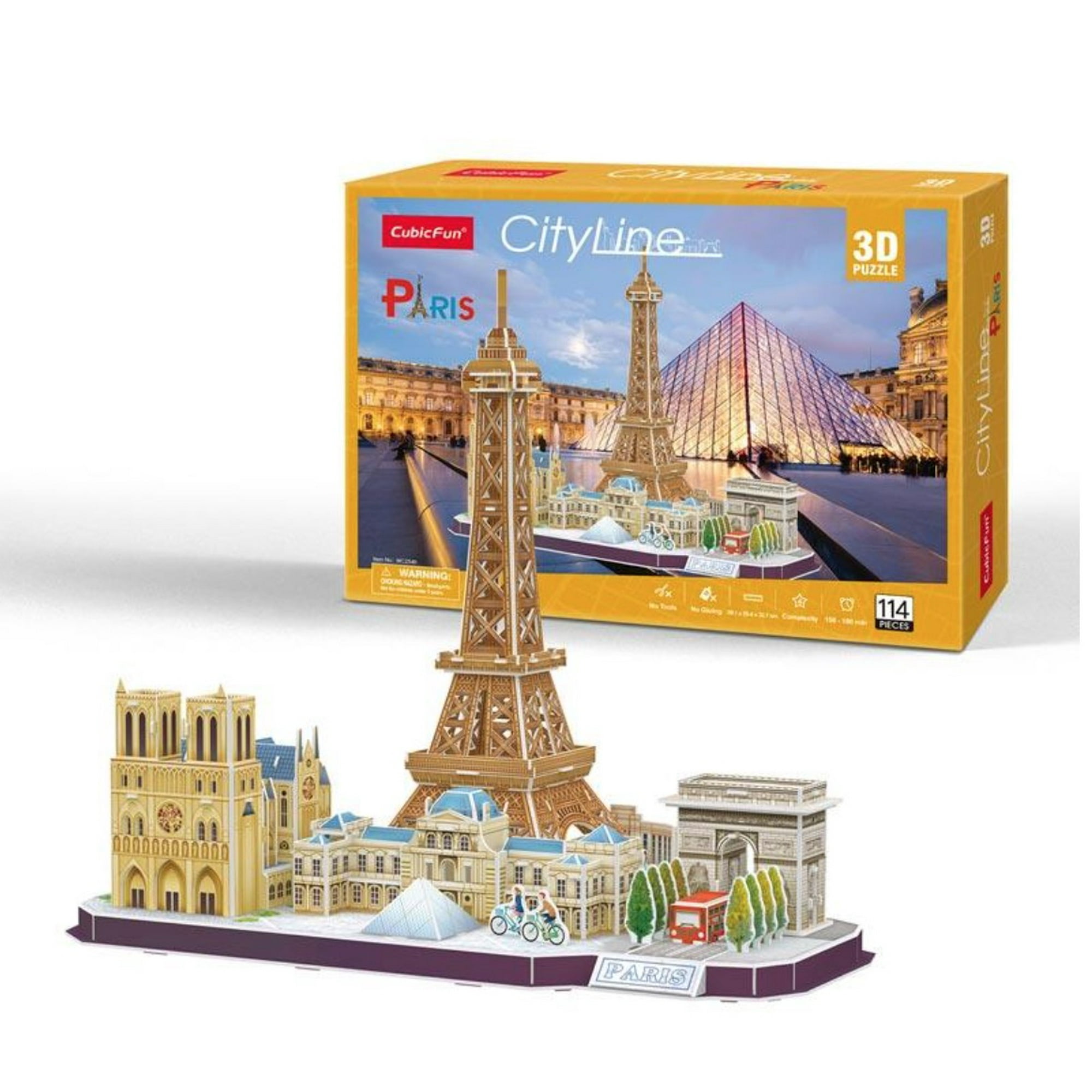 Tomasstore - City Line Paris- Puzzle 3d - 114 Piezas - Cubic Fun