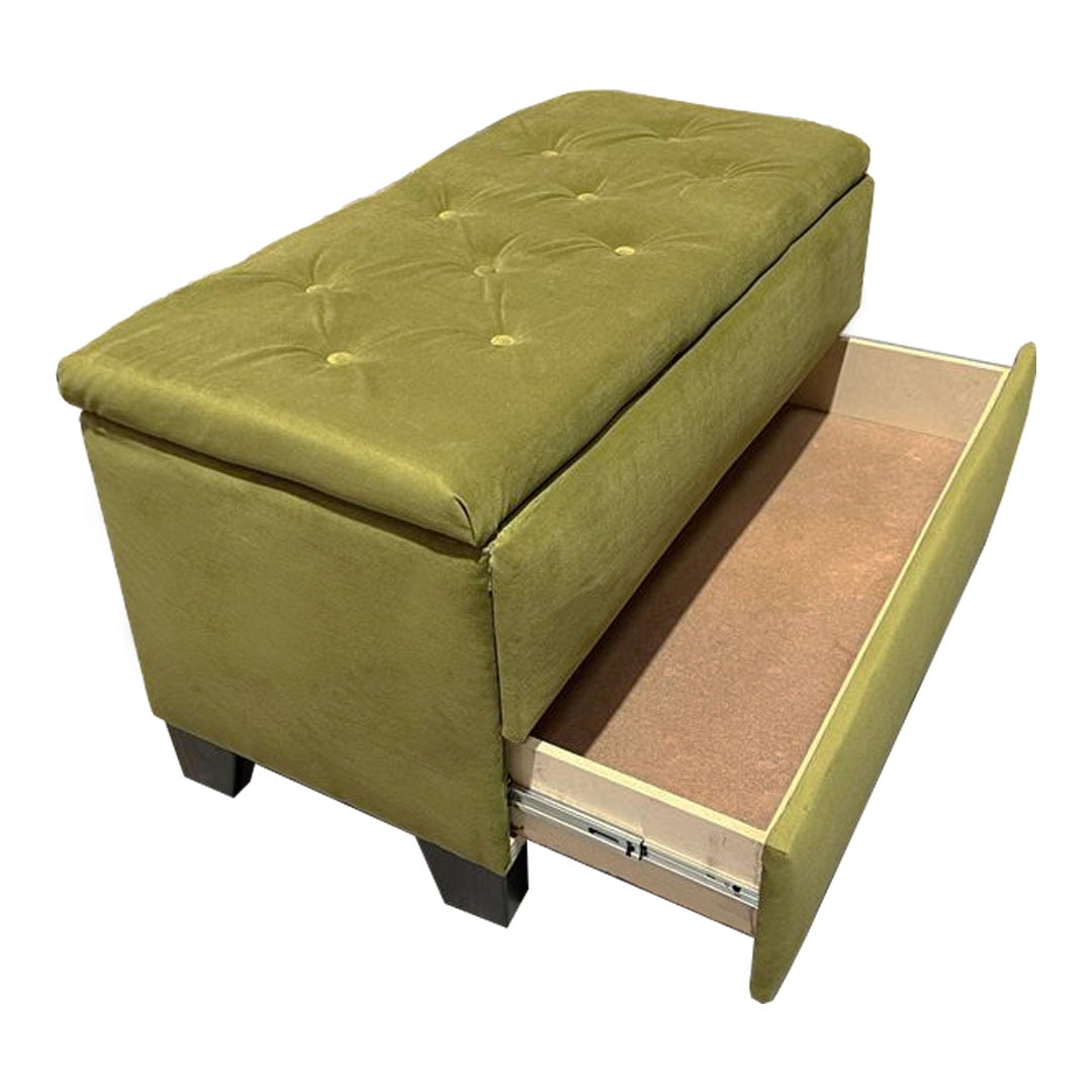 Muebles Hvm - Banqueta Baul Zapatero Verde Pistacho Felpa