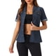 thumbnail image 1 of INSPIRE CHIC Chaqueta de Mezclilla de Regreso a Clases para Mujer Camisa de Jean con Botones y Cuello de Manga Corta Azul Oscuro S, 1 of 6