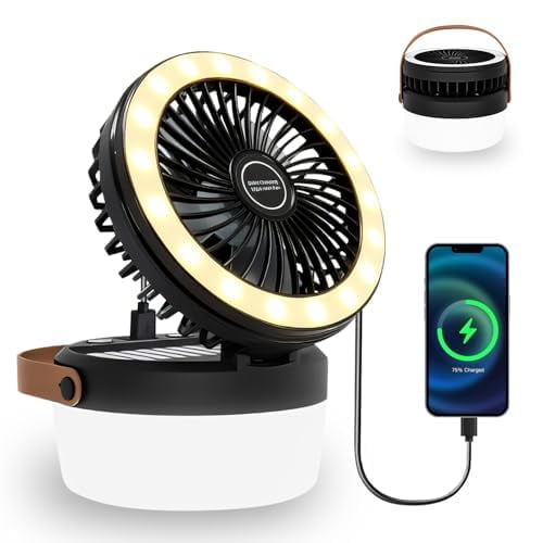 Ventilador De Camping Xdtime De 3 Velocidades Con Lámpara Led Solar Y Usb