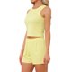 thumbnail image 4 of INSPIRE CHIC Pijamas para Mujer Camiseta sin Mangas Cuello Redondo Volante Fruncido Pantalones Cortos Elásticos Conjuntos Informales Amarillo, 4 of 6
