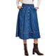 thumbnail image 4 of INSPIRE CHIC Falda de Mezclilla para Mujer con Botones al Frente, Línea A, Falda Midi de Jean, Talla S, Azul, 4 of 6
