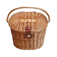 Magideal - Bicicleta Rural Cesta Delantera Artesanal Decorativa, Estilo Vintage Punto, Con Tapa Rattan Accesorios Manualidades, Mimbre Para Compras, Niña , Marrón