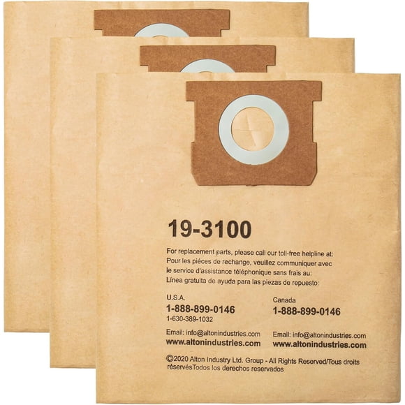 Bolsa Filtro Stanley 193100 3 Unidades para Aspiradora 58 Gal
