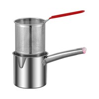 Magideal - Sartén Freidora Freidora De Grasa Profunda Olla De Cocina Con Cesta De Colador Olla De Cocina Universal Olla De Freidora Pequeña Para Comedor Picnic , Grande