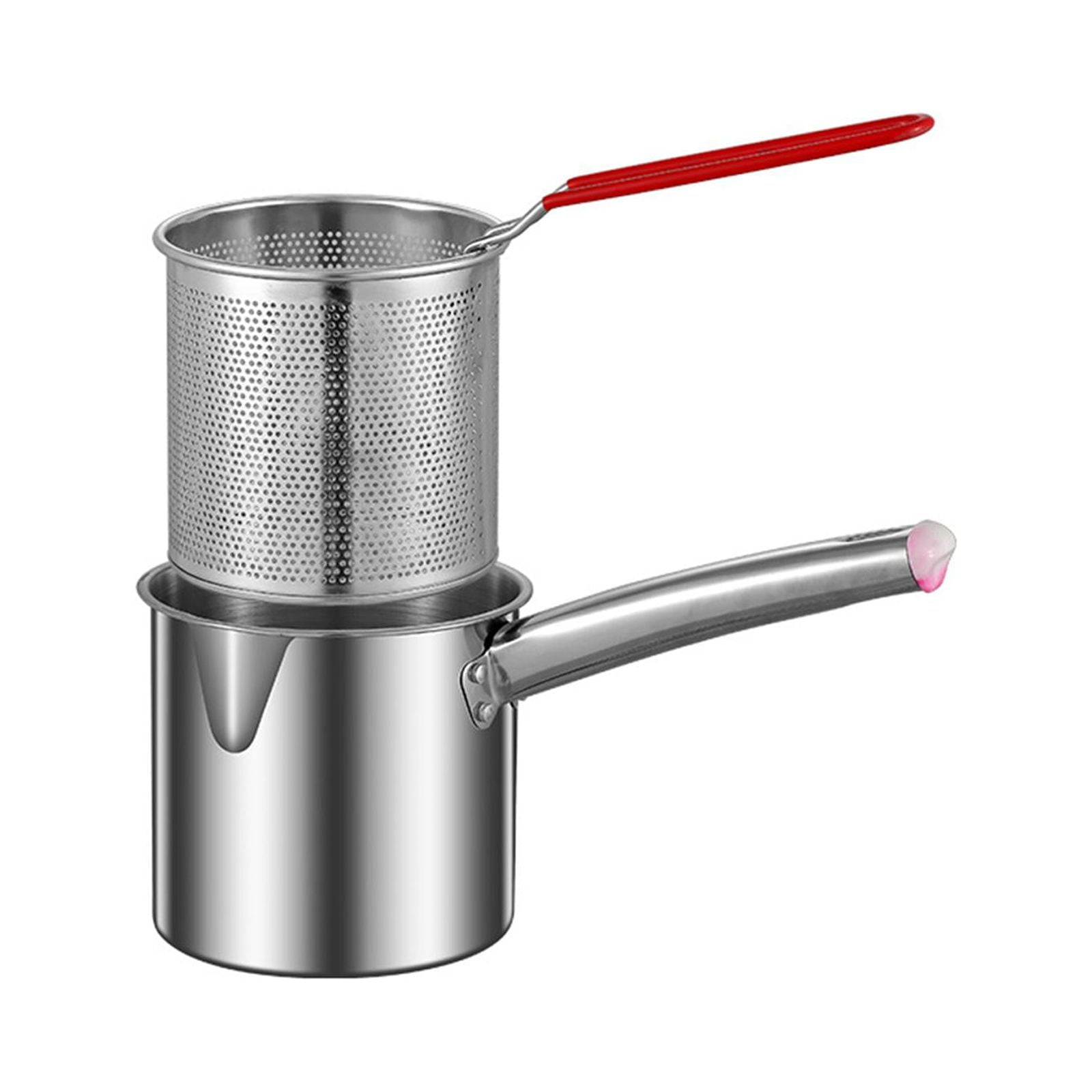 Magideal - Sartén Freidora Freidora De Grasa Profunda Olla De Cocina Con Cesta De Colador Olla De Cocina Universal Olla De Freidora Pequeña Para Comedor Picnic , Grande