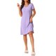 thumbnail image 1 of INSPIRE CHIC Camisón de Manga Corta con Volantes para Mujer, Camiseta de Dormir de Rayón Suave con Cuello Redondo para Primavera Verano, Talla XL, Púrpura, 1 of 6