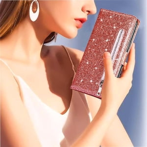 Funda Para Foxdock Elegante Funda Samsung Galaxy S24 Ultra Glitter Con Cremallera-Ideal Para El Uso Diario