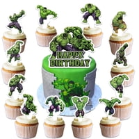 Suministros Para Fiestas De Cumpleaños Ldakzfv Hulk Con 1 Adorno Para Tartas, 24 Adornos Para Magdal