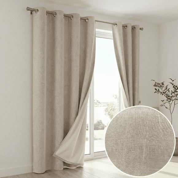 Cortina 100% Blackout Engomada 2 Paños 220x140 Home Strike - Beige
