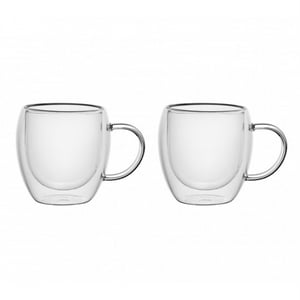 Set 2 Pzs Tazas Doble Pared 150Ml Vidrio Borosilicato Lugano