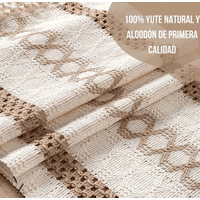 Genérico - Camino Mesa Algodón Yute Étnico Blanco/Café 180X30