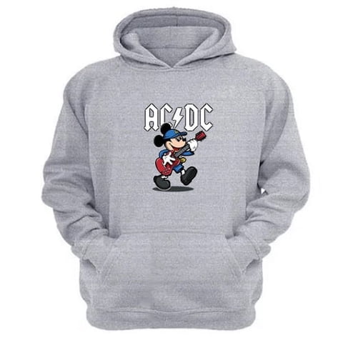 Genérico - Poleron Canguro Raton Acdc Gris Claro Talla L Unisex
