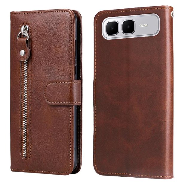 Funda con Cremallera para Infinix Smart10 Plus, Carcasa Cartera de Cuero PU con Soporte y Tarjetero